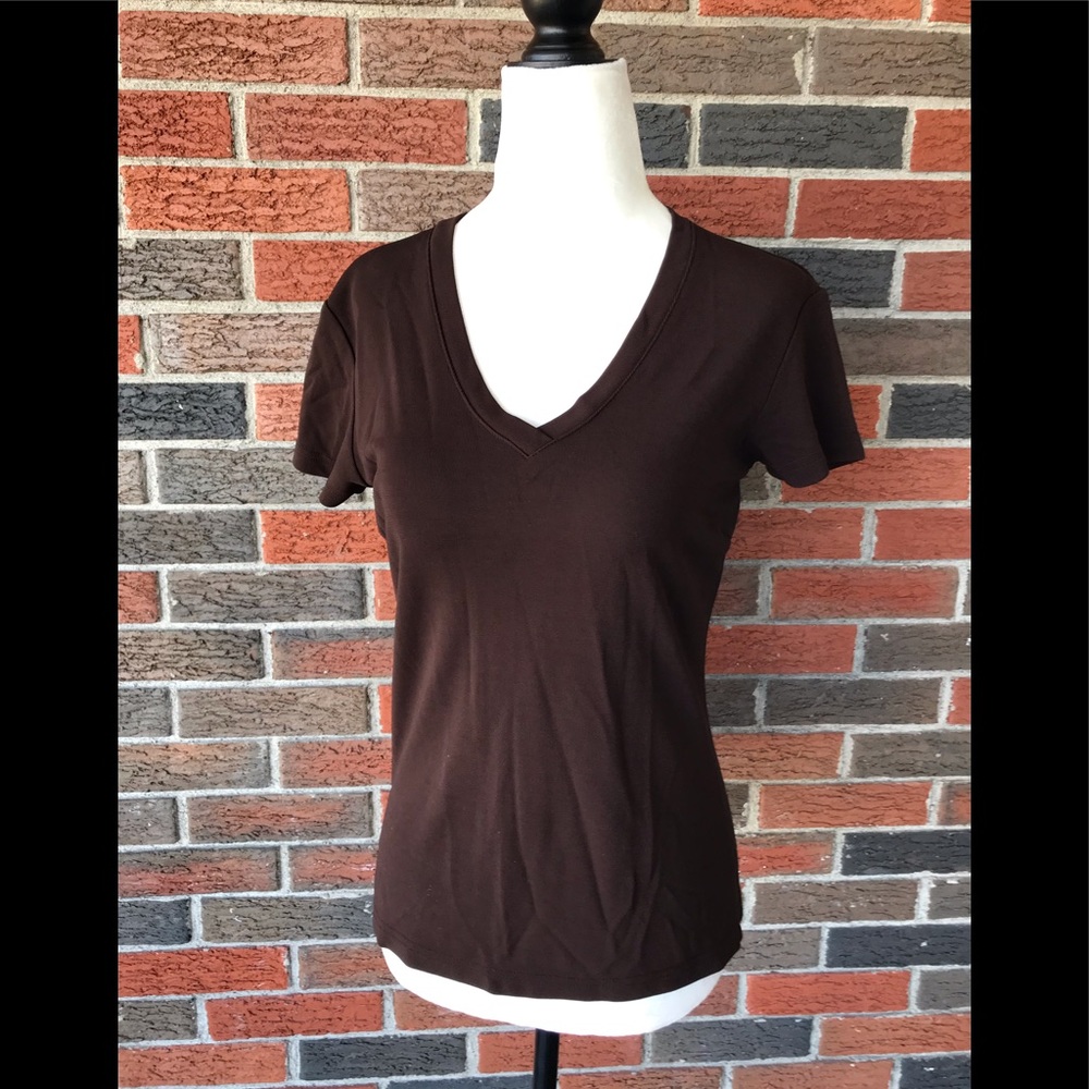 🔵0318:  GAP STRETCHY PULLOVER / BLOUSE. V NECK